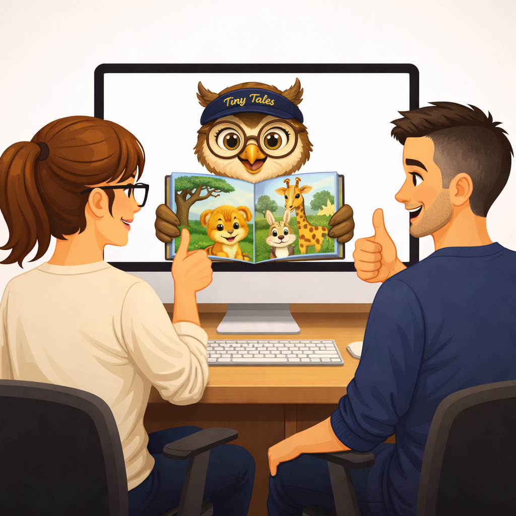 Parent reviewing and approving the book